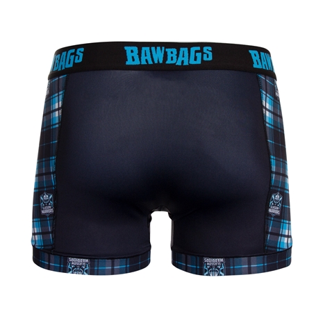 Bawbags Glasgow Warriors Mens Tartan Cool de Sacs Boxers - Black