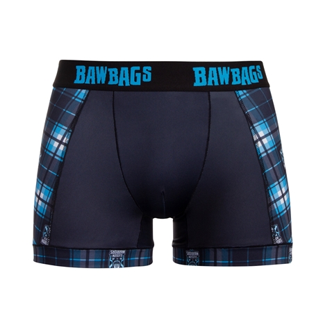 Bawbags Glasgow Warriors Mens Tartan Cool de Sacs Boxers - Black
