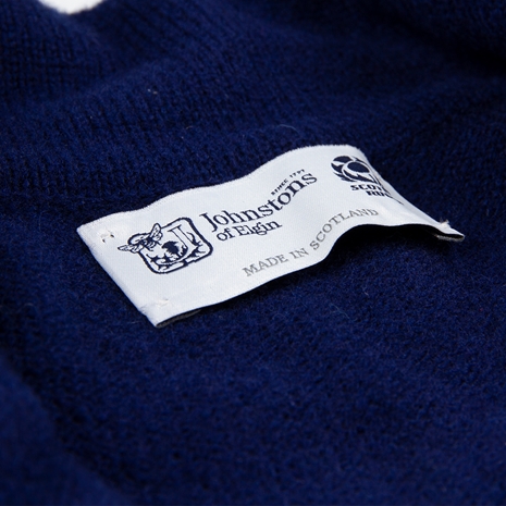 Mens Scotland Lambswool Crew Neck Sweater - Navy - Detail 2