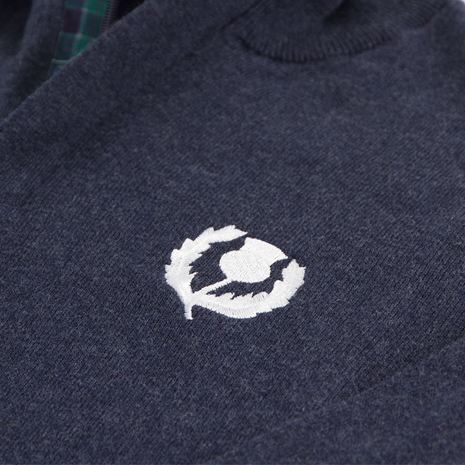 Glenmuir Scotland Mens Zip Neck Jumper – Cashmere Blend Navy - B