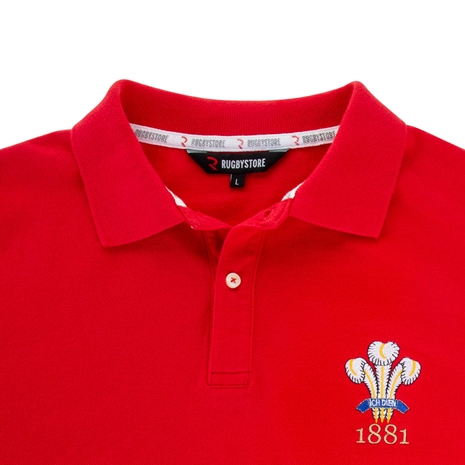 Rugbystore Wales 1881 Mens Polo Shirt - Red - Collar