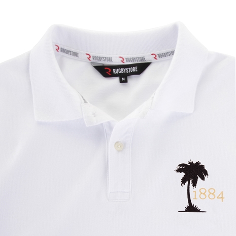Fiji Mens Rugby Origins 1884 Polo Shirt - White - Fiji Logo Fiji Mens Rugby Origins 1884 Polo Shirt - White - Fiji Logo