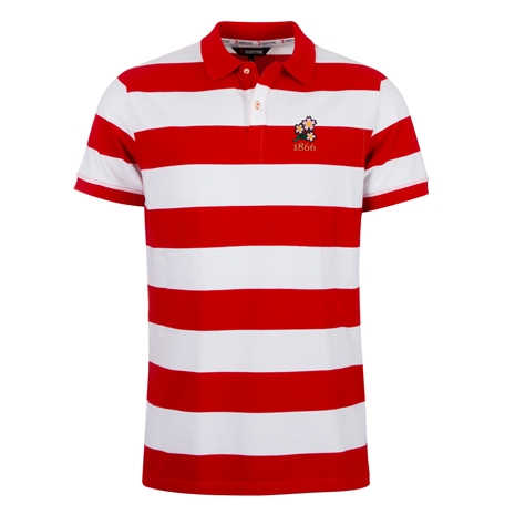 Rugbystore Japan 1866 Mens Striped Polo Shirt - Red and White -  Rugbystore Japan 1866 Mens Striped Polo Shirt - Red and White -
