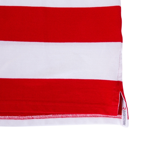 Rugbystore Mens Striped Polo Shirt - Red and White - Hem