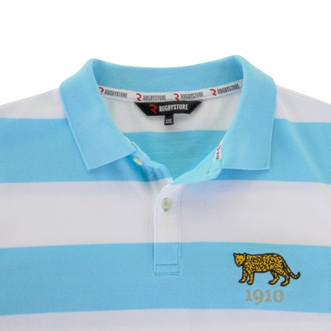 Rugbystore Argentina 1910 Mens Striped Polo Shirt - Sky White -  Rugbystore Argentina 1910 Mens Striped Polo Shirt - Sky White -