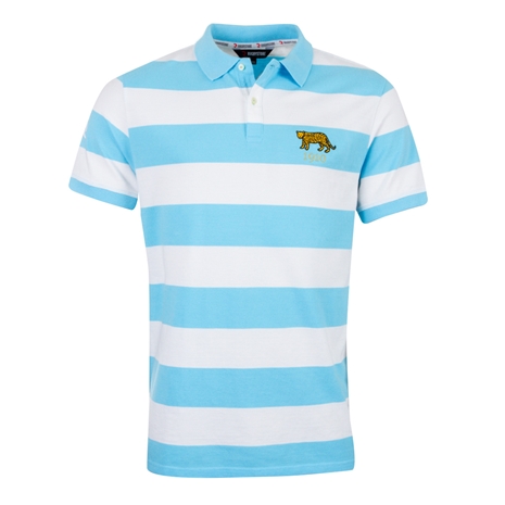 Rugbystore Argentina 1910 Mens Striped Polo Shirt - Sky White -  Rugbystore Argentina 1910 Mens Striped Polo Shirt - Sky White -