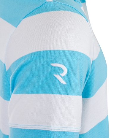 Rugbystore Mens Striped Polo Shirt - Sky Blue and White - Rugbys