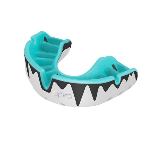 Opro Platinum Mouthguard - White and Mint - Front Opro Platinum Mouthguard - White and Mint - Front