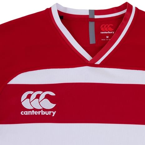 Canterbury Kids Teamwear Evader Hooped Rugby Match Shirt - Red a