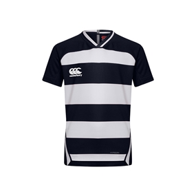 Canterbury Teamwear Hooped Evader Rugby Shirt Navy/White Kids - 