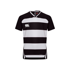 Canterbury Teamwear Hooped Evader Rugby Shirt Black/White Kids -