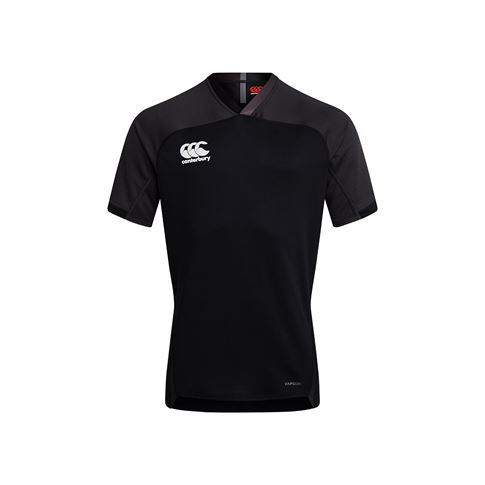 Canterbury Teamwear Plain Evader Rugby Shirt Black Youths - Fron Canterbury Teamwear Plain Evader Rugby Shirt Black Youths - Fron