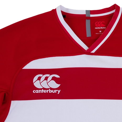 Canterbury Mens Teamwear Evader Hooped Rugby Match Shirt - Red a