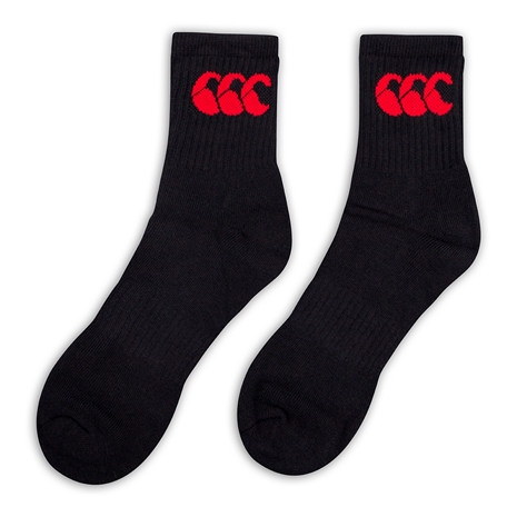 Canterbury Adults 3 Pack Crew Socks - Black - Single Pair