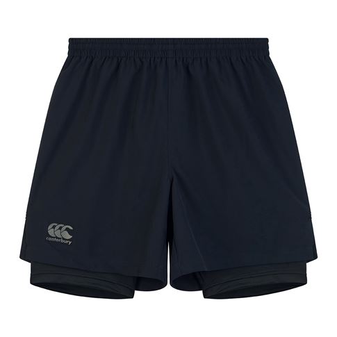 Canterbury Mens 2 in 1 Gym Shorts - Black - Front Canterbury Mens 2 in 1 Gym Shorts - Black - Front