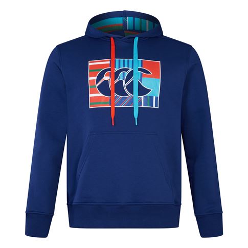 Canterbury Mens Pullover Hoodie - Blue Print - Front Canterbury Mens Pullover Hoodie - Blue Print - Front