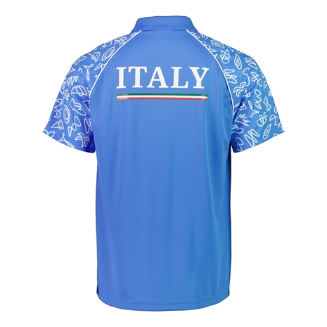 Mens Italy Rugby World Cup 2023 Polo - Sky - Back Mens Italy Rugby World Cup 2023 Polo - Sky - Back