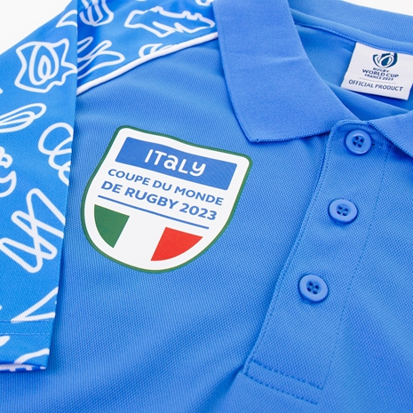 Mens Italy Rugby World Cup 2023 Polo - Sky - Badge Mens Italy Rugby World Cup 2023 Polo - Sky - Badge