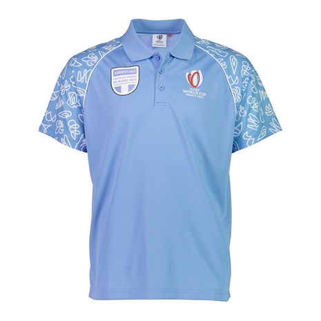 Mens Argentina Rugby World Cup 2023 Polo - Sky - Front Mens Argentina Rugby World Cup 2023 Polo - Sky - Front