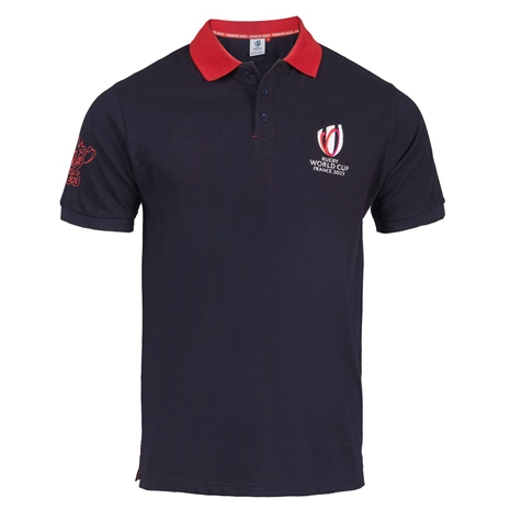 Mens Rugby World Cup 2023 Logo Polo - Navy - Front Mens Rugby World Cup 2023 Logo Polo - Navy - Front