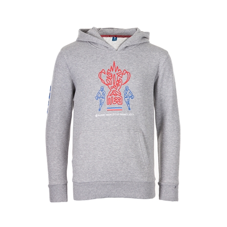 Kids Rugby World Cup 2023 Cup Hoodie - Grey - Front Kids Rugby World Cup 2023 Cup Hoodie - Grey - Front