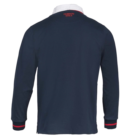 Mens Rugby World Cup 2023 Logo Rugby Shirt - Navy Long Sleeve - 
