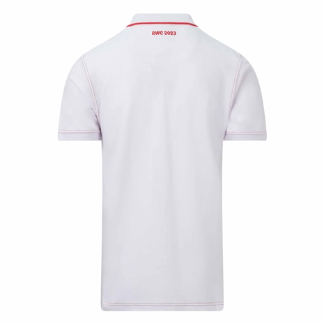 England X Rugby World Cup 2023 Mens Cotton Polo - White - Back England X Rugby World Cup 2023 Mens Cotton Polo - White - Back