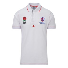 England X Rugby World Cup 2023 Mens Cotton Polo - White - Front