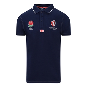 England X Rugby World Cup 2023 Mens Cotton Polo - Navy - Front