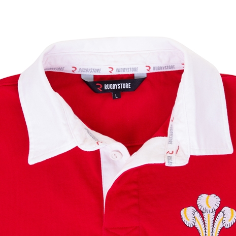 Rugbystore Wales 1881 Mens Rugby Shirt - Long Sleeve Red - Colla