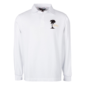 Fiji Mens Rugby Origins 1884 Rugby Shirt - Long Sleeve White - F