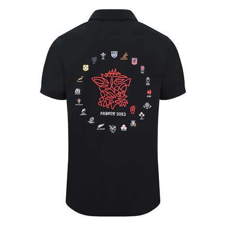 Rugby World Cup 2023 Mens 20 Nations Map Polo Shirt - Black - Ba Rugby World Cup 2023 Mens 20 Nations Map Polo Shirt - Black - Ba