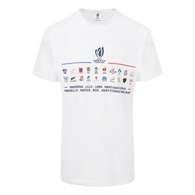 Rugby World Cup 2023 Mens 20 Nations Stacked T-Shirt - White - F