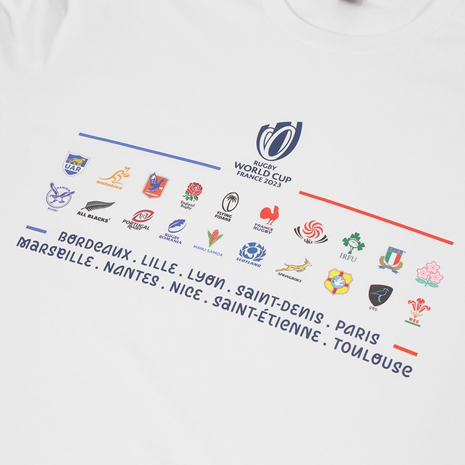 Rugby World Cup 2023 Mens 20 Nations Stacked T-Shirt - White - L