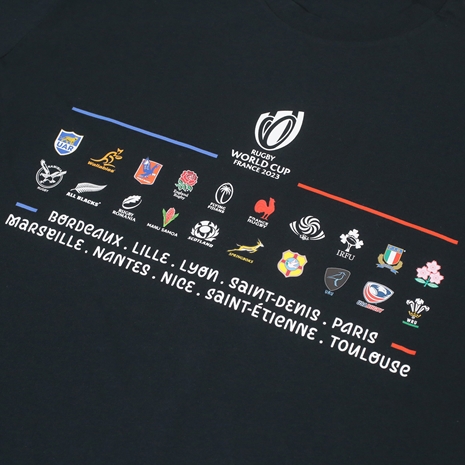 Rugby World Cup 2023 Mens 20 Nations Stacked T-Shirt - Navy - Lo