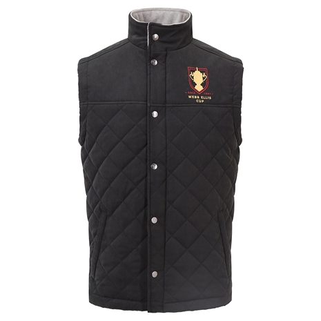 Mens Rugby World Cup 2023 Webb Ellis Gilet - Black - Front Mens Rugby World Cup 2023 Webb Ellis Gilet - Black - Front