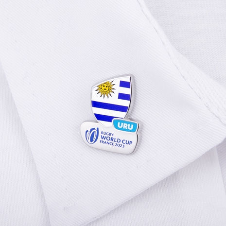 Rugby World Cup 2023 Uruguay Flag Pin Badge - On a Shirt Rugby World Cup 2023 Uruguay Flag Pin Badge - On a Shirt