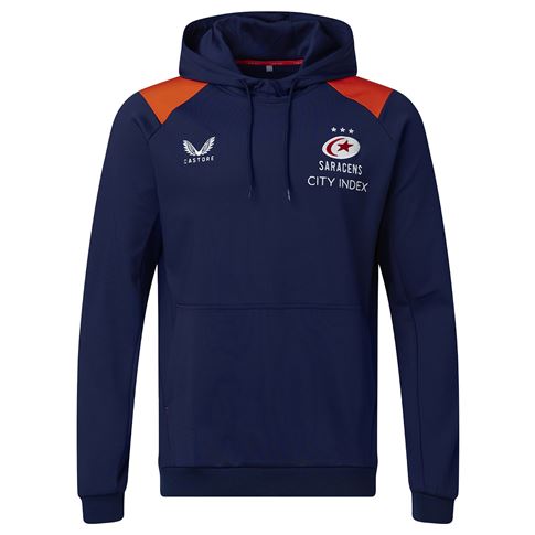 Saracens Mens Training Pullover Hoodie - Navy 2023 - Front Saracens Mens Training Pullover Hoodie - Navy 2023 - Front