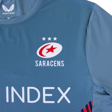 Saracens Mens Training Tee - Blue 2023 - Saracens Logo