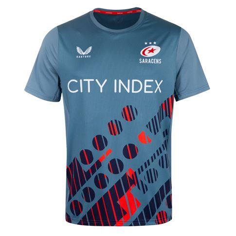 Saracens Mens Training Tee - Blue 2023 - Front Saracens Mens Training Tee - Blue 2023 - Front