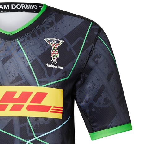 Harlequins Mens Euro Rugby Shirt - Short Sleeve Black 2023 - Har