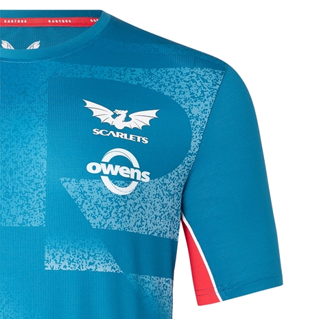 Scarlets Mens Training Tee - Turquoise 2023 - Scarlets Logo