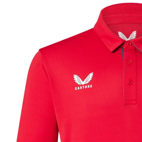 Scarlets Mens Limited Edition Media Polo - Red 2023 - Castore Lo Scarlets Mens Limited Edition Media Polo - Red 2023 - Castore Lo
