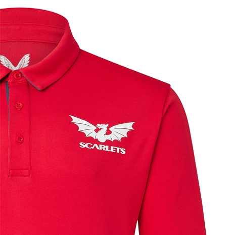 Scarlets Mens Limited Edition Media Polo - Red 2023 - Scarlets L Scarlets Mens Limited Edition Media Polo - Red 2023 - Scarlets L