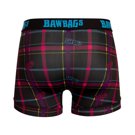 Bawbags Techno Tartan Mens Cool de Sacs Boxer Shorts - Black - B