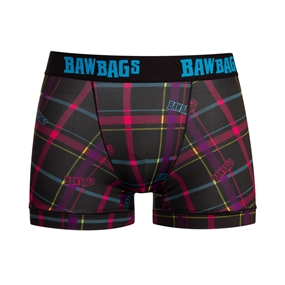 Bawbags Techno Tartan Mens Cool de Sacs Boxer Shorts - Black - F