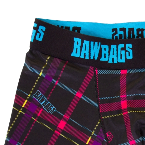 Bawbags Techno Tartan Mens Cool de Sacs Boxer Shorts - Black - W
