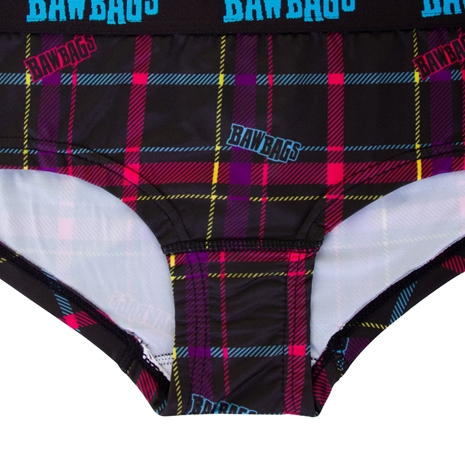 Bawbags Techno Tartan Womens Cool de Sacs Underwear - Black - Se