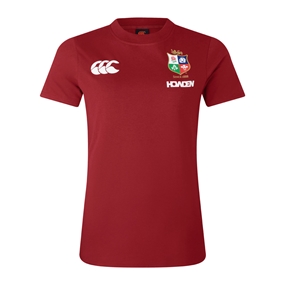 British and Irish Lions Womens Cotton T-Shirt Red - Front