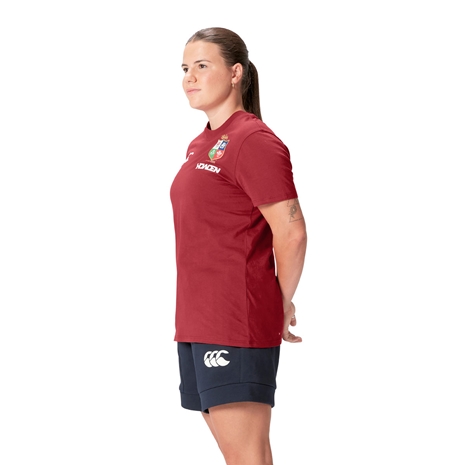 British and Irish Lions Womens Cotton T-Shirt Red - Model Side